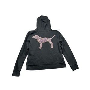 Victoria’s Secret 💕VS PINK Rose‎ Gold Bling Pup Dog Hoodie L
